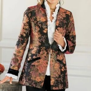 Soft Surroundings Tapestry Westbury Jacquard Floral Metallic Jacket Sz. M